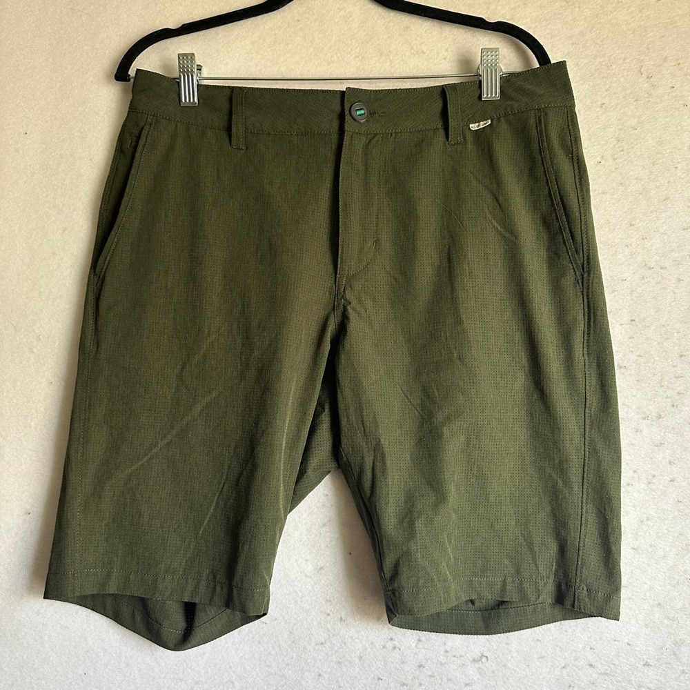 Linksoul Boardwalker‎ Shorts Mens 32 Olive Green Perforated Golf LS6170 Stretch
